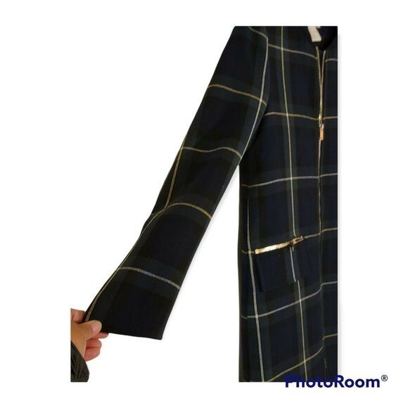 HM Womens Grean And Blue Plaid Zip Front Dress Jacket Size 2 - Picture 4 of 6